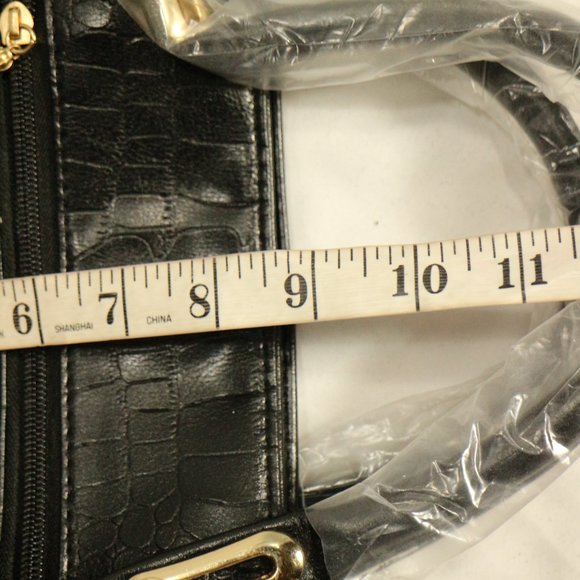Black Vegan Croc Print Handbag + Crossbody Purse Set New - Picture 8 of 8